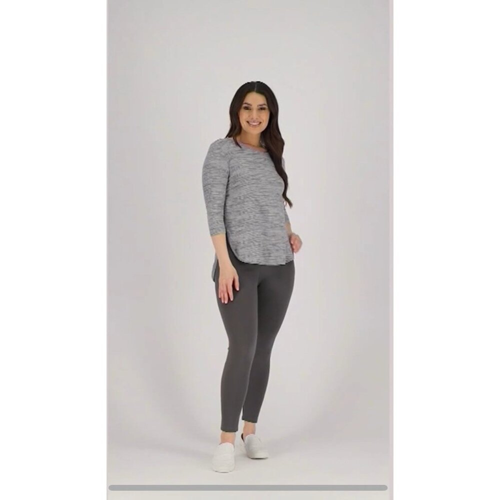 MUK LUKS Cloud Knit Crew Neck Tunic With Hi Low Hem Size S Gray NEW